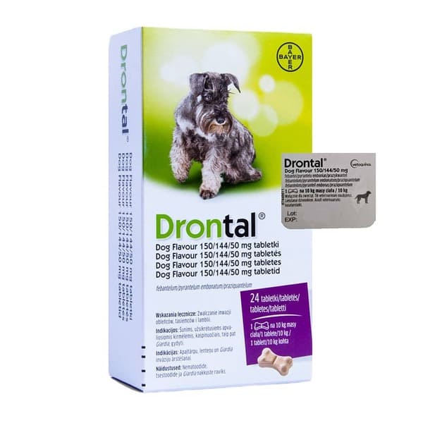 Drontal Dog attārpošanas tabletes suņiem līdz 10 kg 150/144/50 mg N1